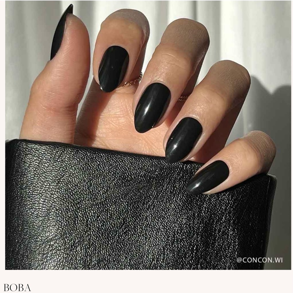 Glamnetic Black BOBA short Almond Press-On Nails NIB 💫 - Picture 5 of 8